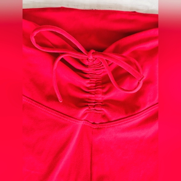 Victoria's Secret ACTIVE Bright Red High Waist Tie Ruched Leggings Buttery Soft - Picture 6 of 10